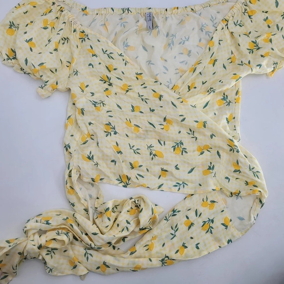 BOUND BY BOND-EYE Wild & Free Wrap Bikini Top lemons size large - Picture 5 of 10